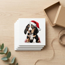 Treeing Walker Coonhound Puppy Drawing ceramic coasters set of 4, gift set