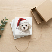 Maltese Puppy Drawing ceramic coasters set of 4, gift set