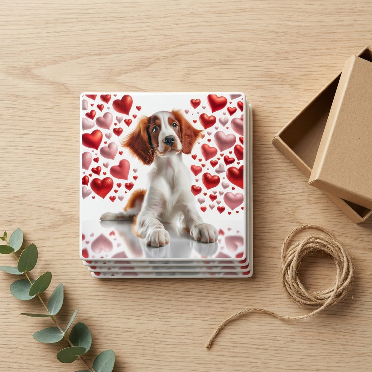 Welsh Springer Spaniel ceramic coasters set of 4, gift set