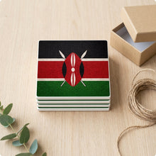 Kenya Flag Pride ceramic coasters set of 4, gift set