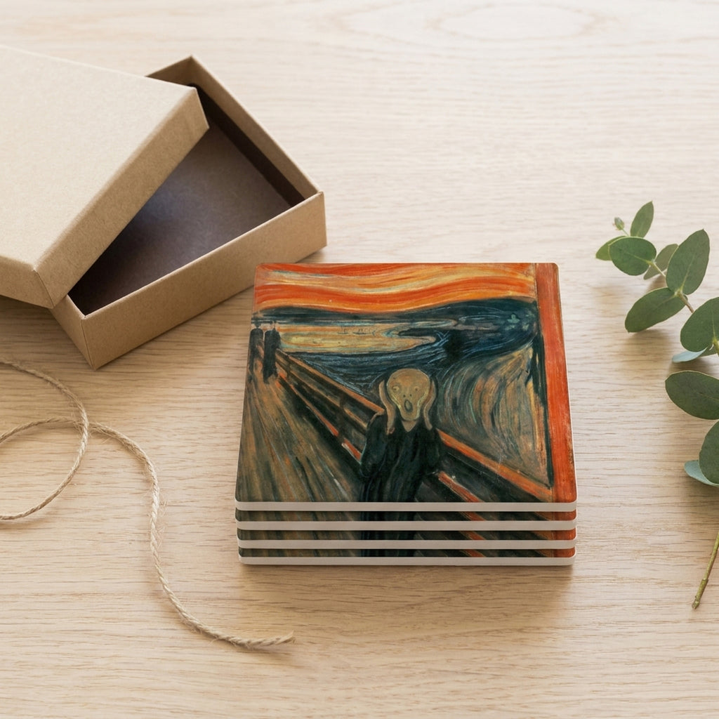 The Scream ceramic coasters set of 4, gift set
