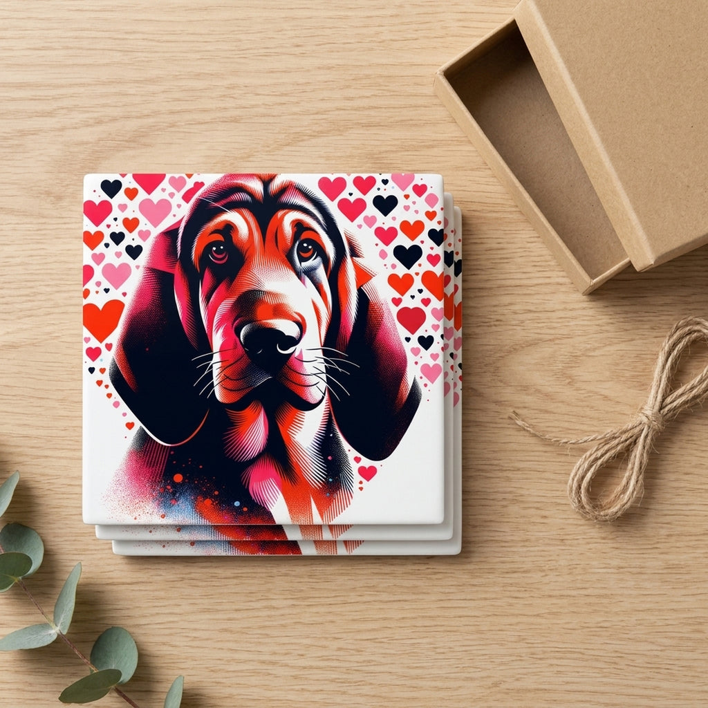 Bloodhound ceramic coasters set of 4, gift set