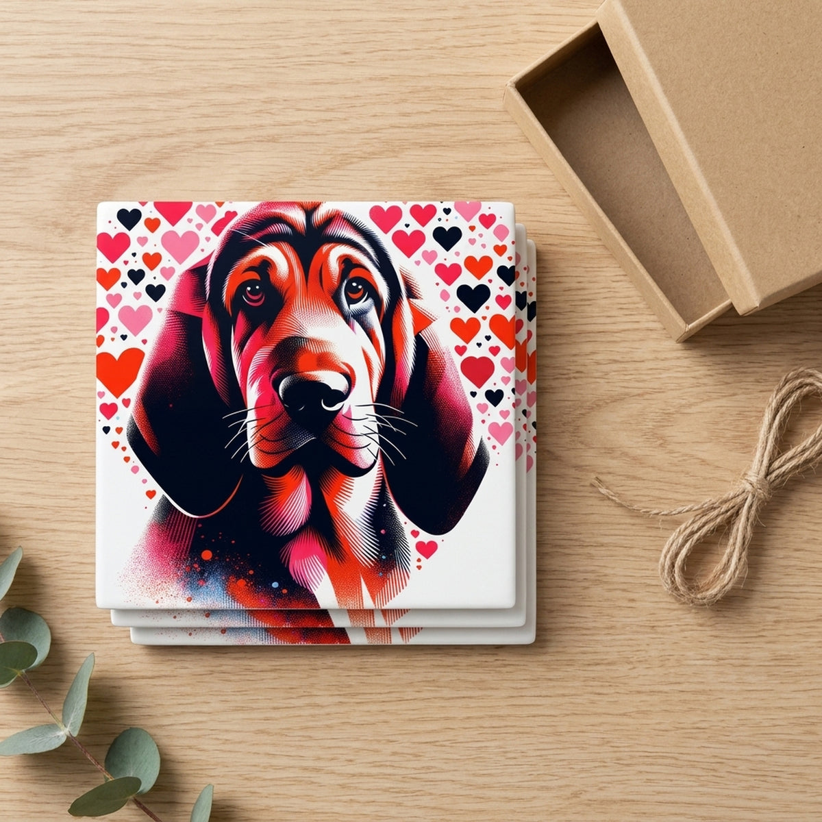 Bloodhound ceramic coasters set of 4, gift set