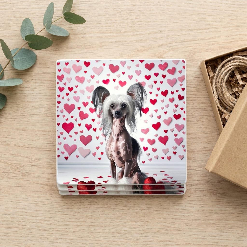 Chinese Crested ceramic coasters set of 4, gift set