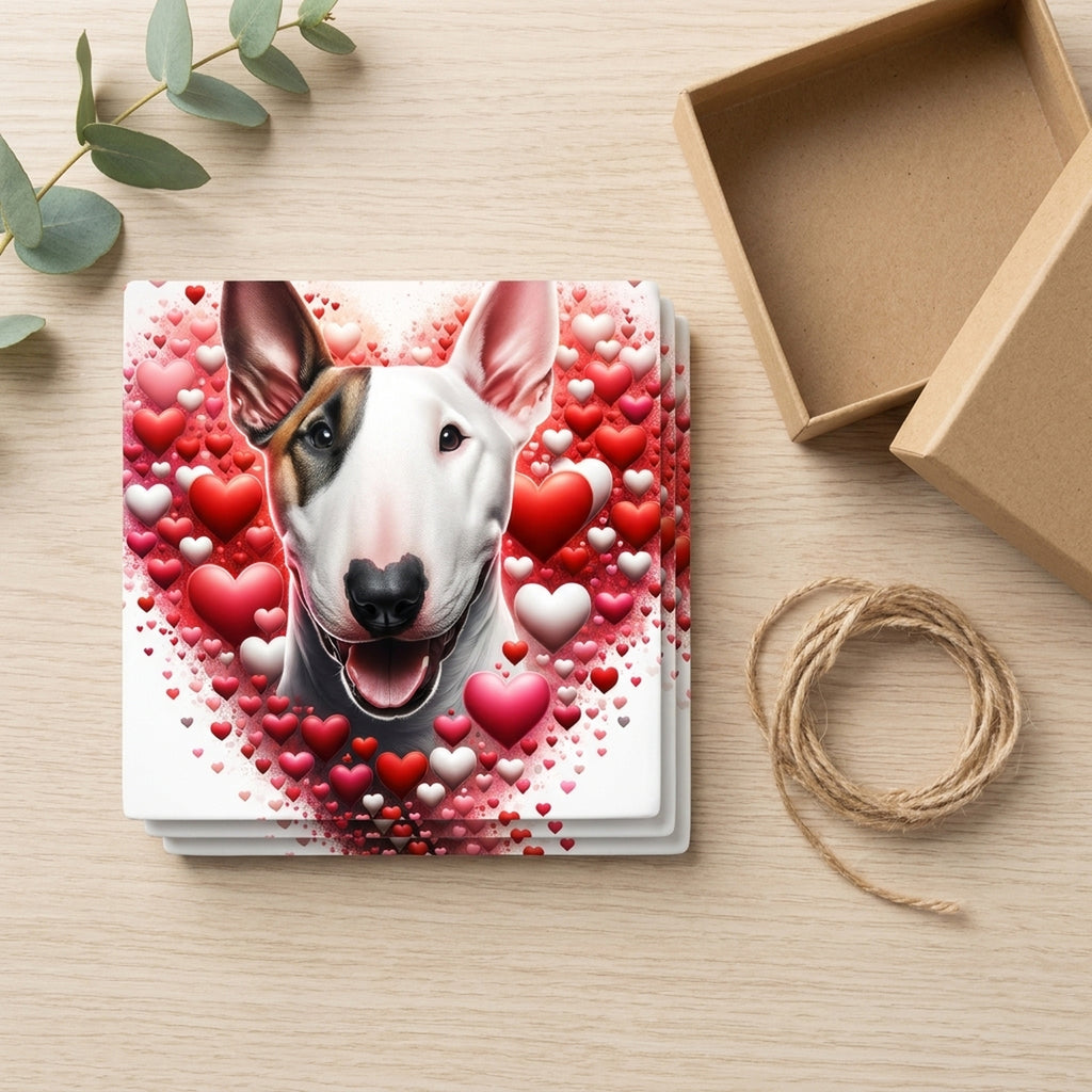 Bull Terrier ceramic coasters set of 4, gift set