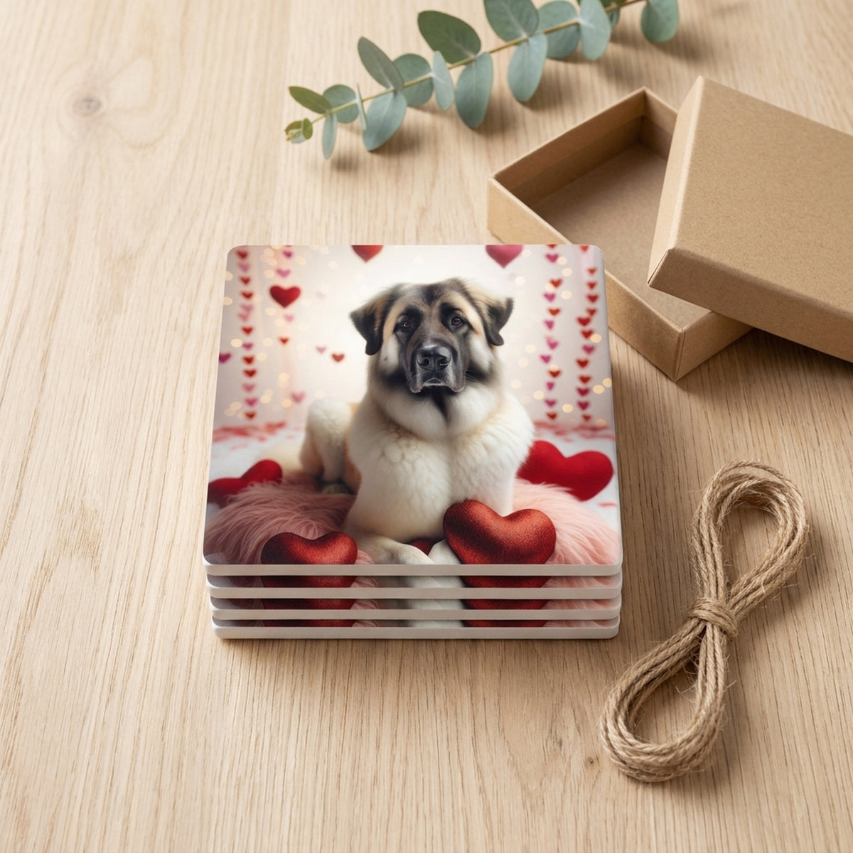 Anatolian Shepherd Dog ceramic coasters set of 4, gift set