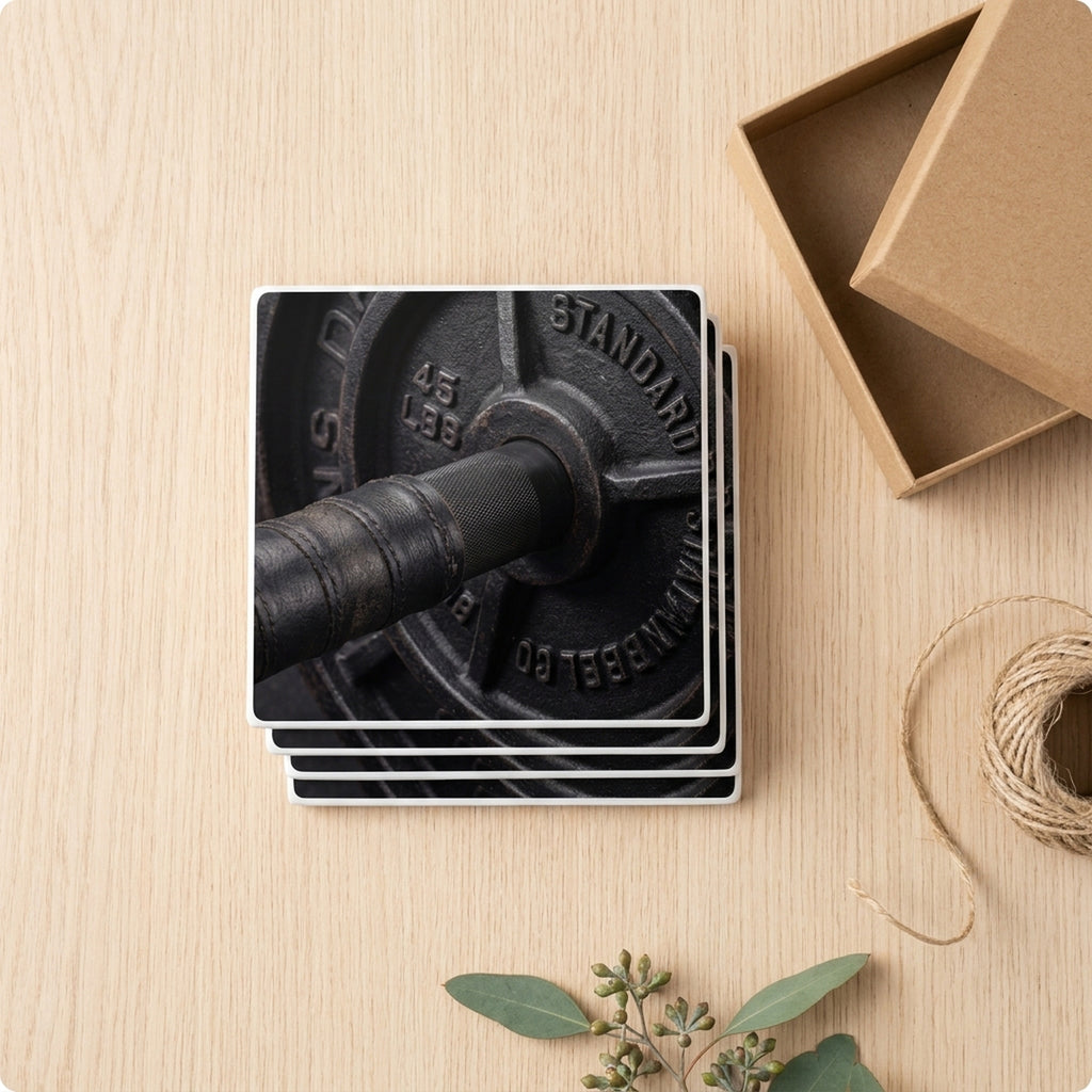 Barbell Lifting ceramic coasters set of 4, gift set