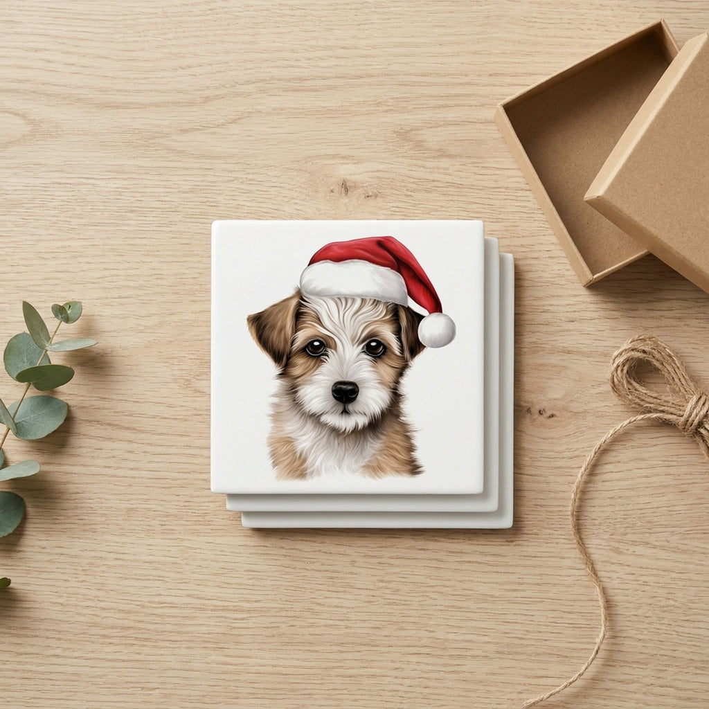 American Hairless Terrier Puppy Drawing ceramic coasters set of 4, gift set