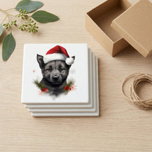 Norwegian Elkhound Puppy Drawing ceramic coasters set of 4, gift set