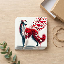 Borzoi ceramic coasters set of 4, gift set