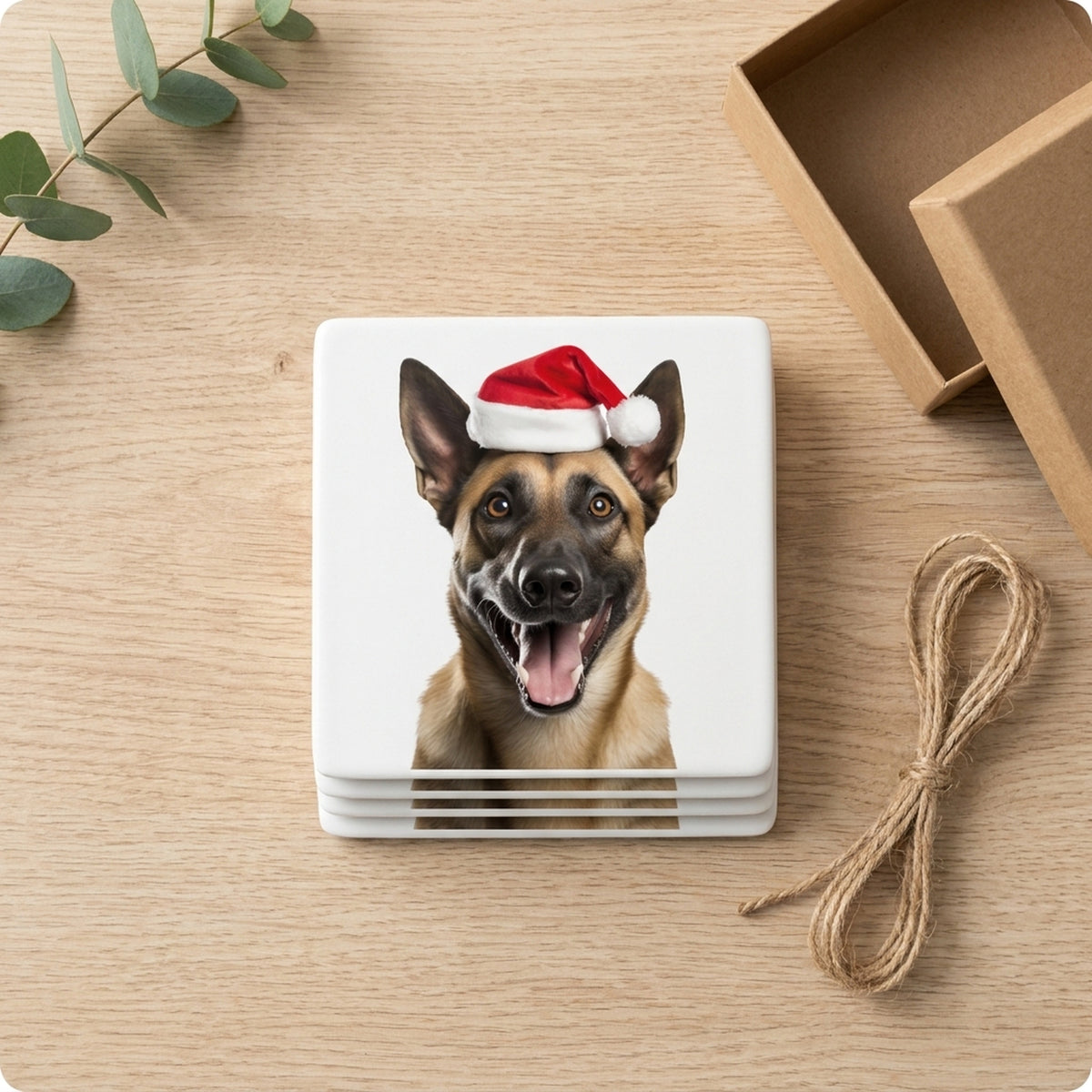 Belgian Malinois ceramic coasters set of 4, gift set