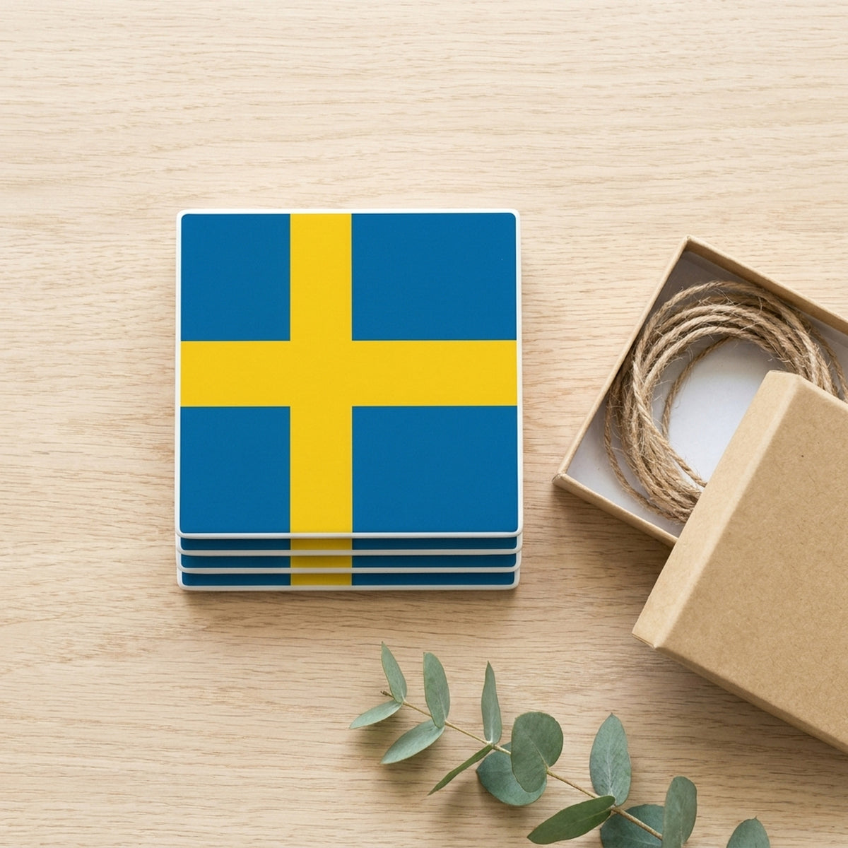 Sweden Flag Pride ceramic coasters set of 4, gift set