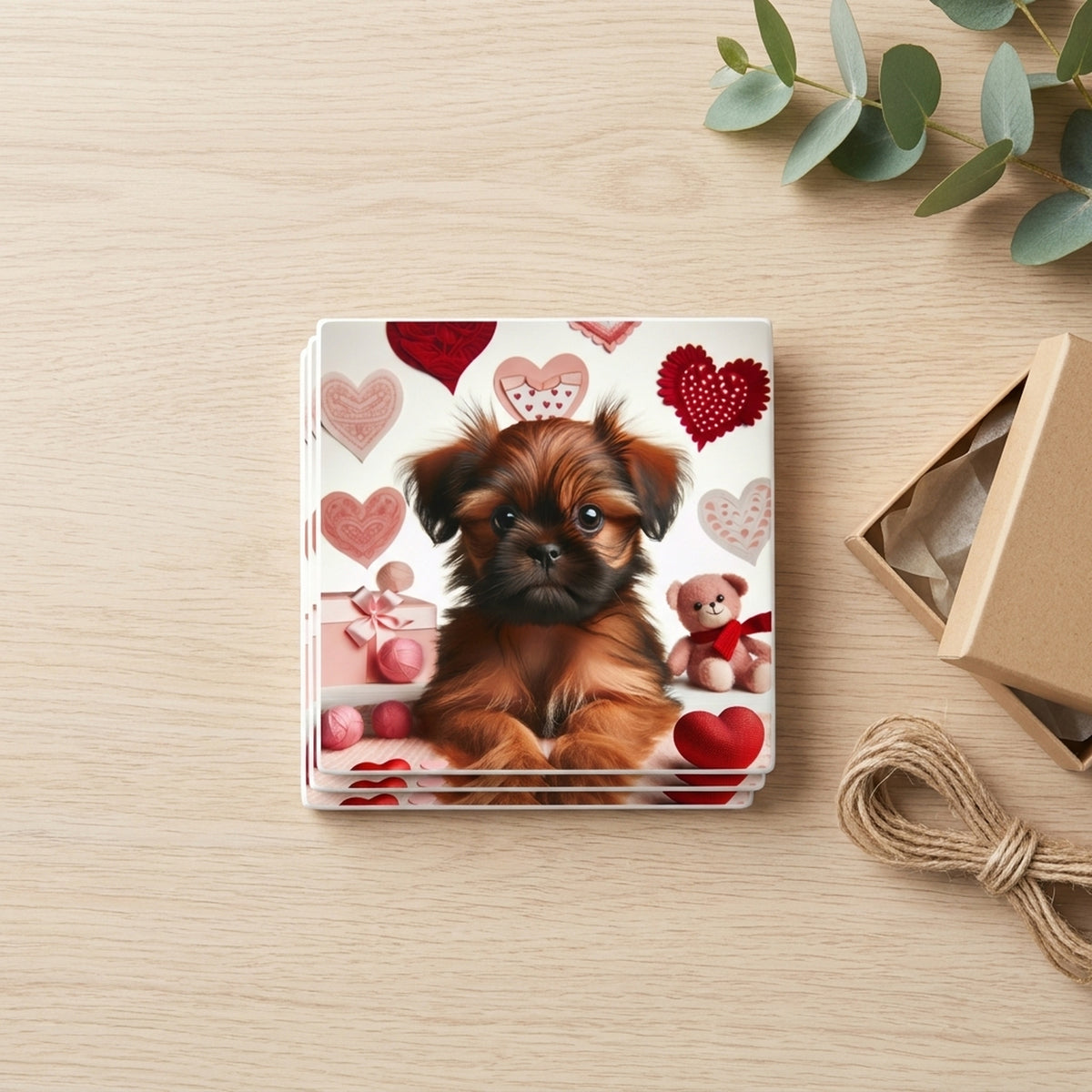 Brussels Griffon ceramic coasters set of 4, gift set