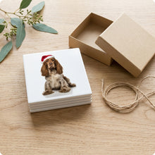 English Cocker Spaniel ceramic coasters set of 4, gift set