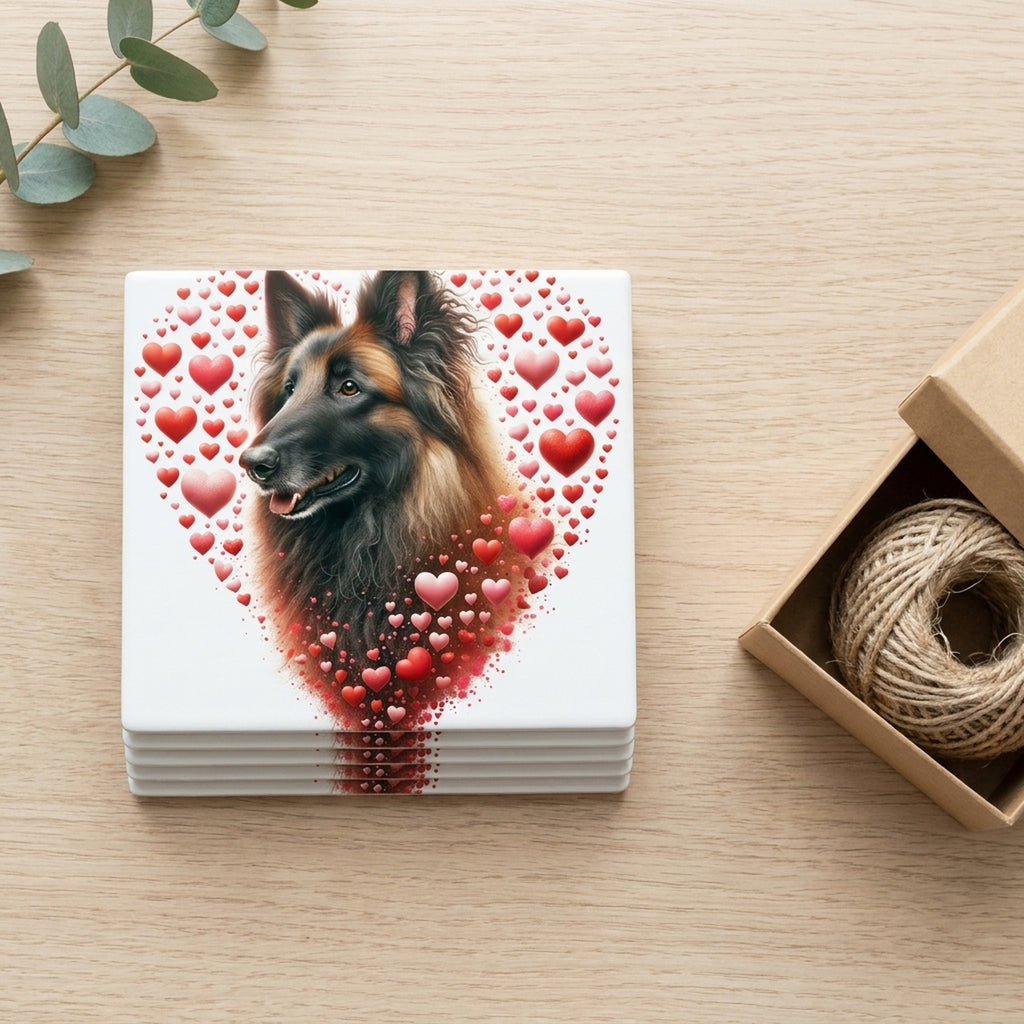 Belgian Tervuren ceramic coasters set of 4, gift set
