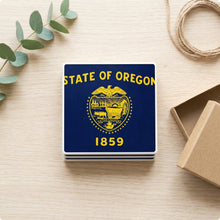 Oregon State Flag ceramic coasters set of 4, gift set