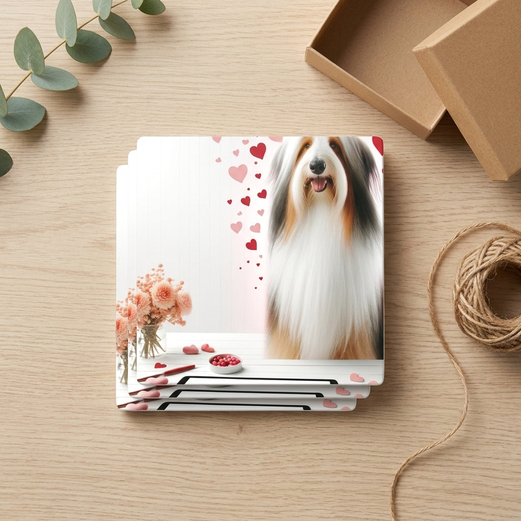 Bearded Collie ceramic coasters set of 4, gift set
