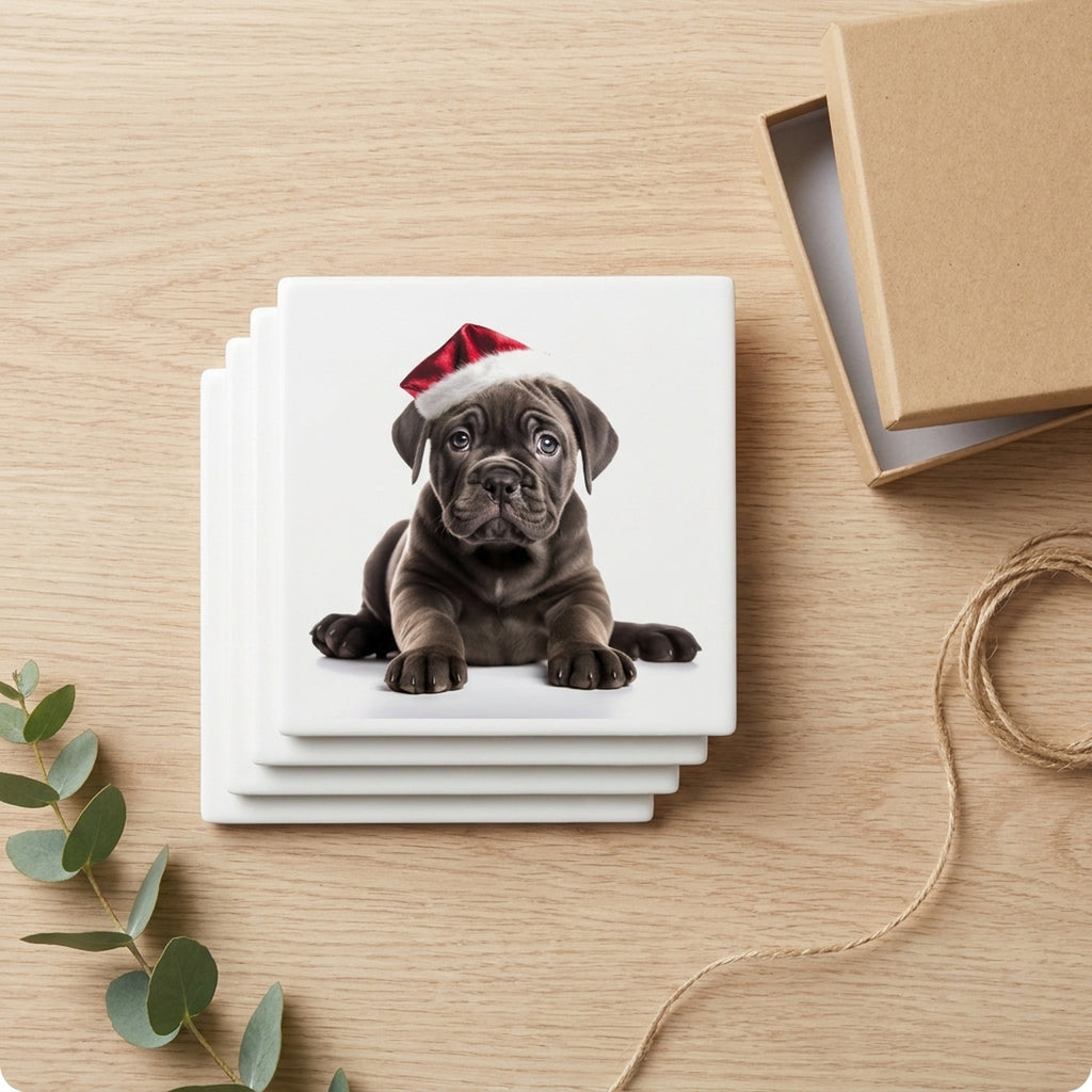Cane Corso Puppy ceramic coasters set of 4, gift set