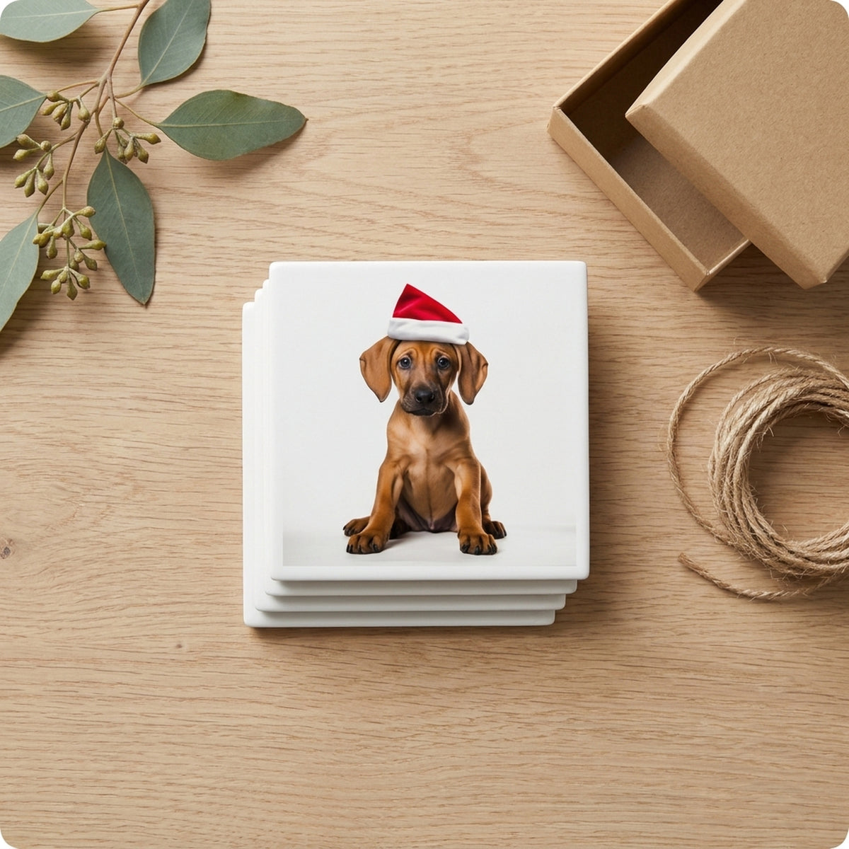 Rhodesian Ridgeback Puppy ceramic coasters set of 4, gift set
