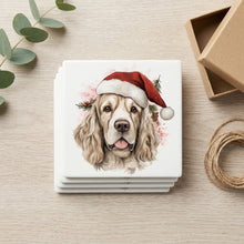 Clumber Spaniel ceramic coasters set of 4, gift set