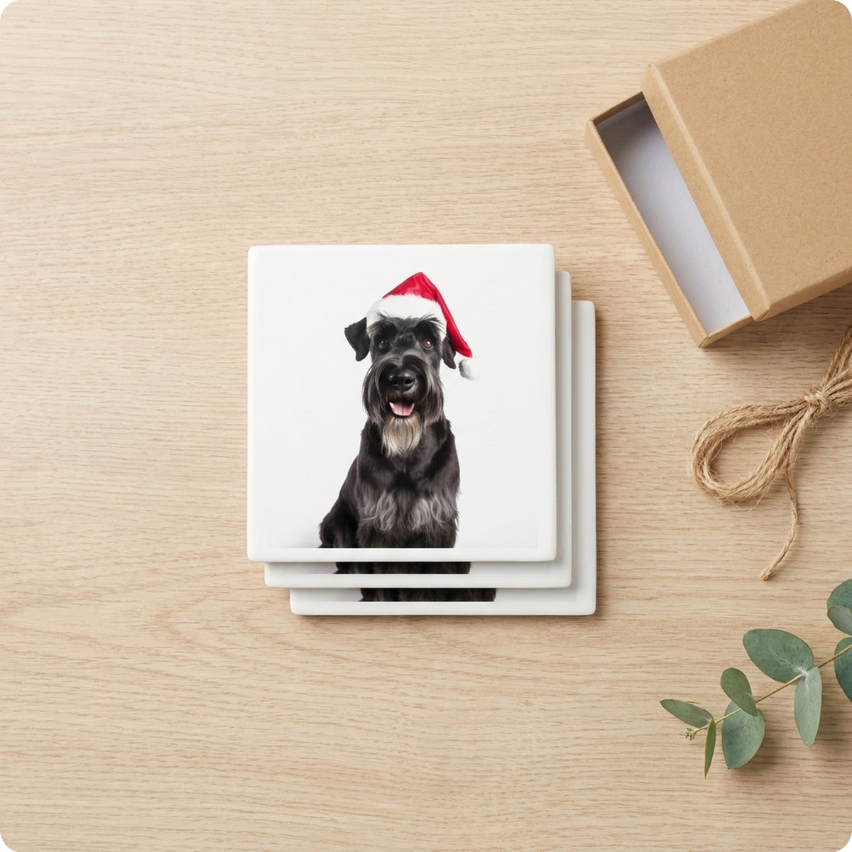 Giant Schnauzer ceramic coasters set of 4, gift set