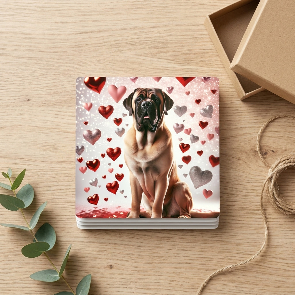 Mastiff ceramic coasters set of 4, gift set