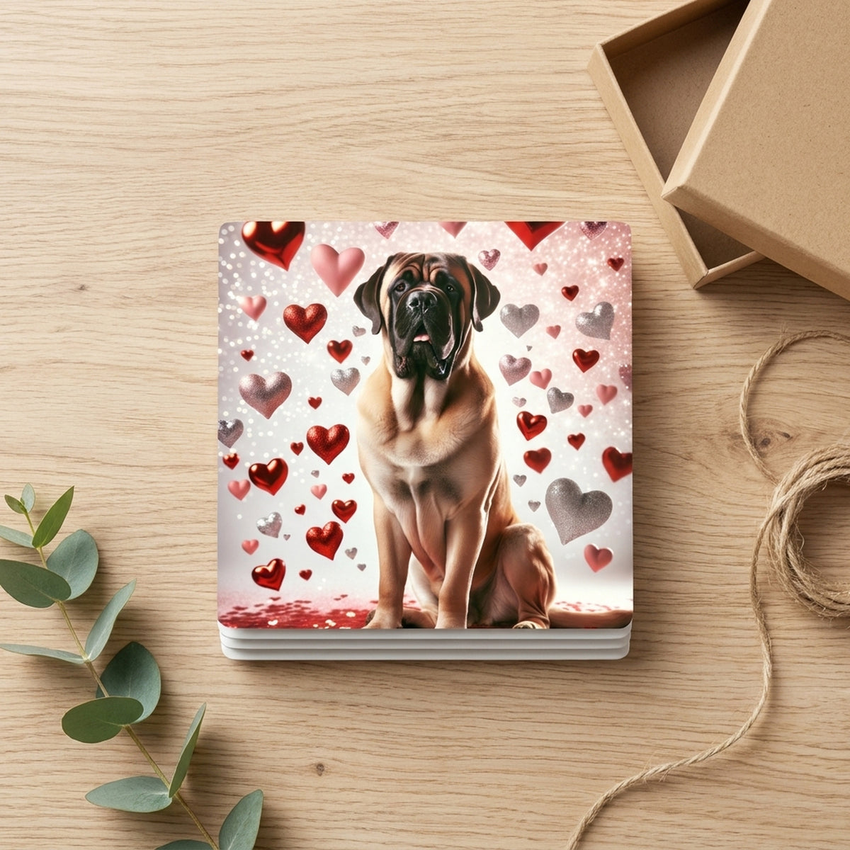 Mastiff ceramic coasters set of 4, gift set