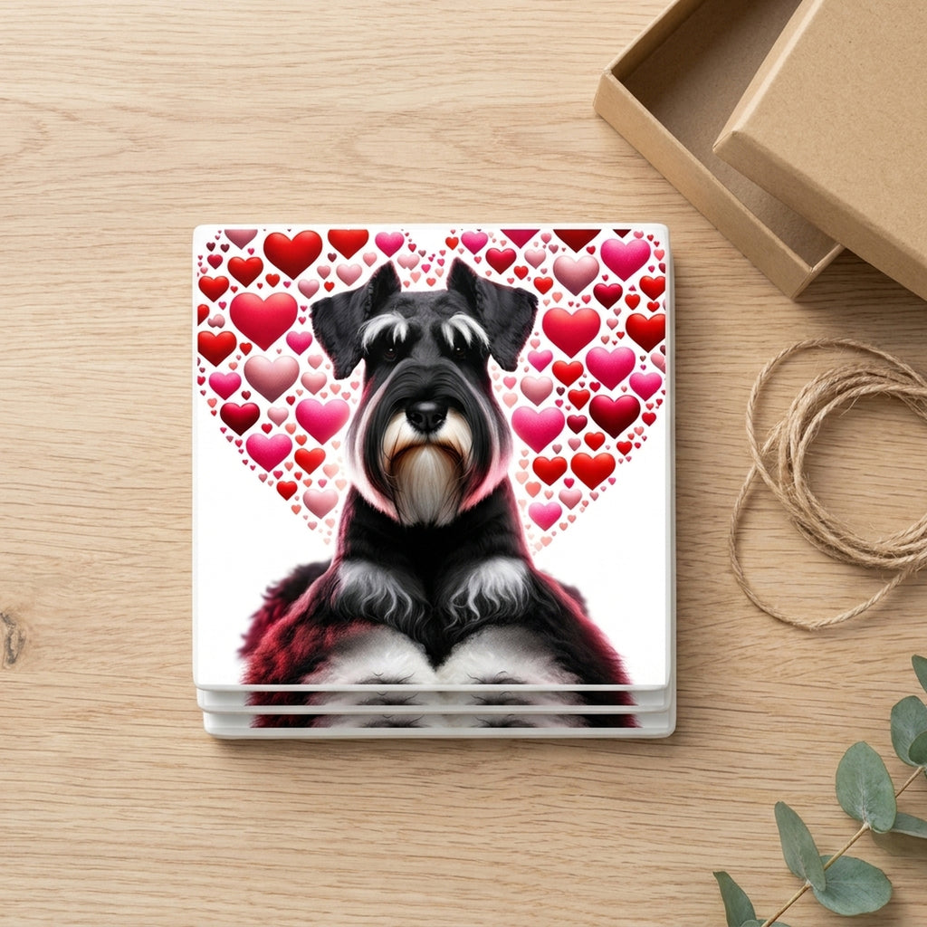 Miniature Schnauzer ceramic coasters set of 4, gift set