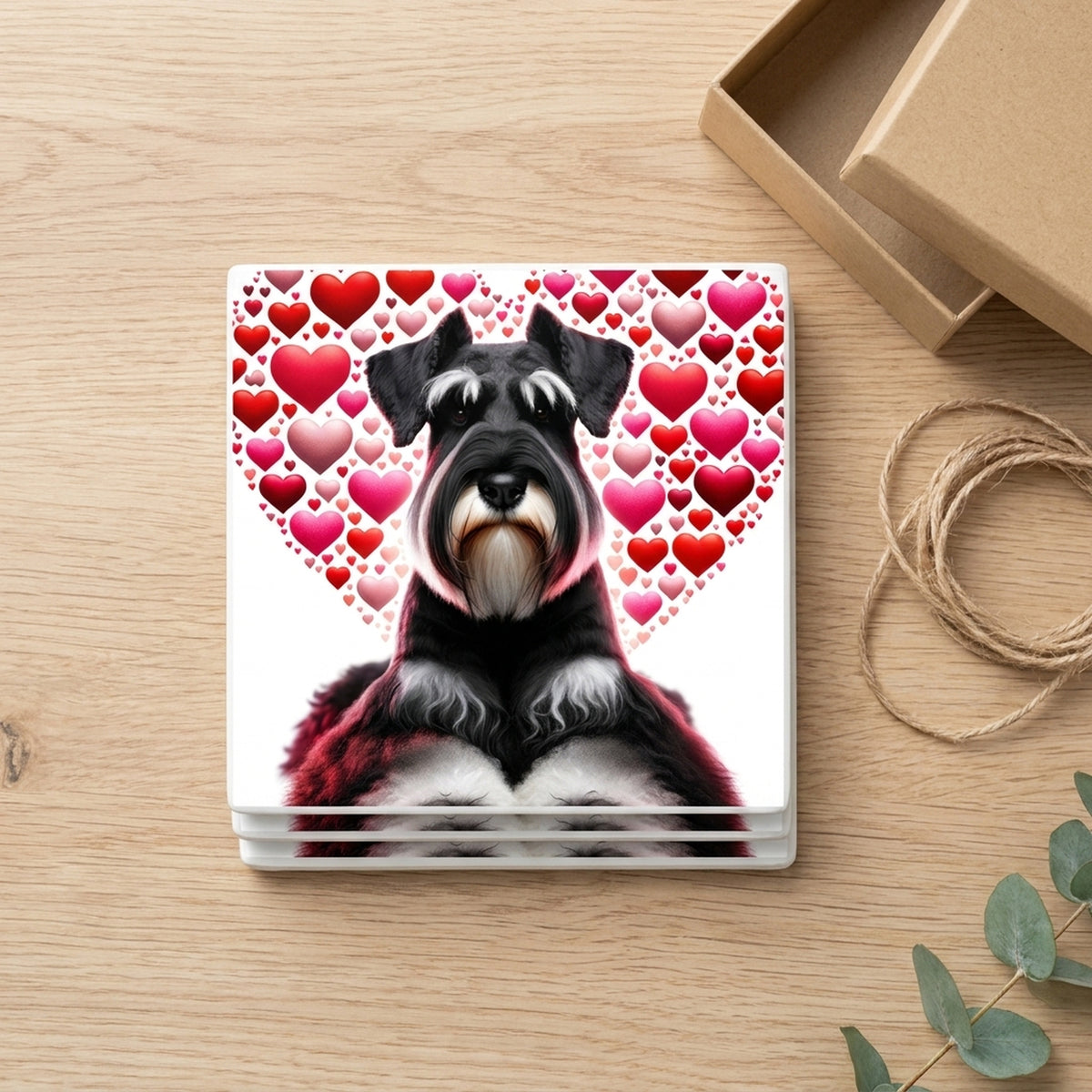 Miniature Schnauzer ceramic coasters set of 4, gift set