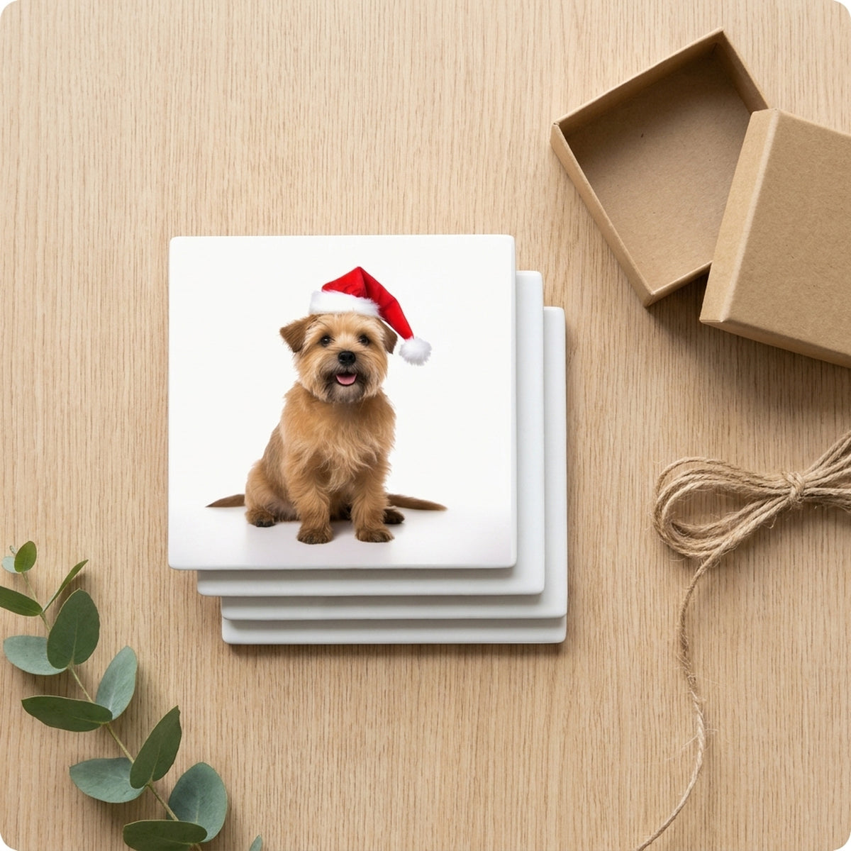 Norfolk Terrier ceramic coasters set of 4, gift set