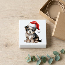 Biewer Terrier Puppy Drawing ceramic coasters set of 4, gift set