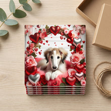 Borzoi ceramic coasters set of 4, gift set