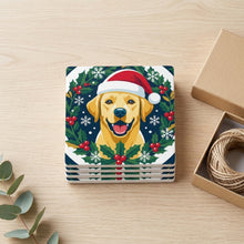 Labrador Retriever Christmas Ornament Art ceramic coasters set of 4, gift set