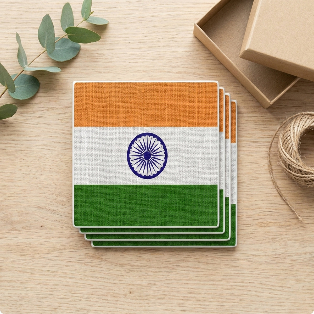 India Flag Pride ceramic coasters set of 4, gift set