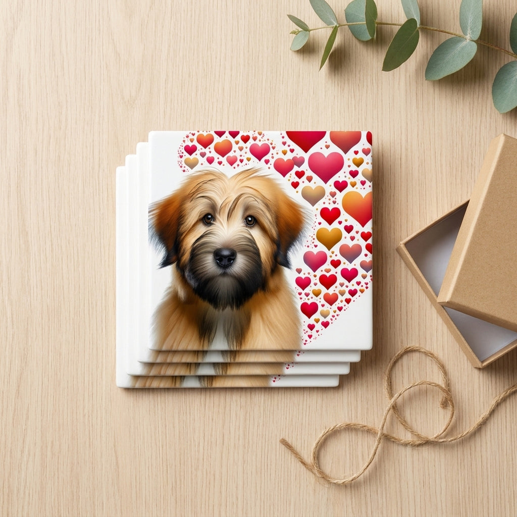 Briard ceramic coasters set of 4, gift set