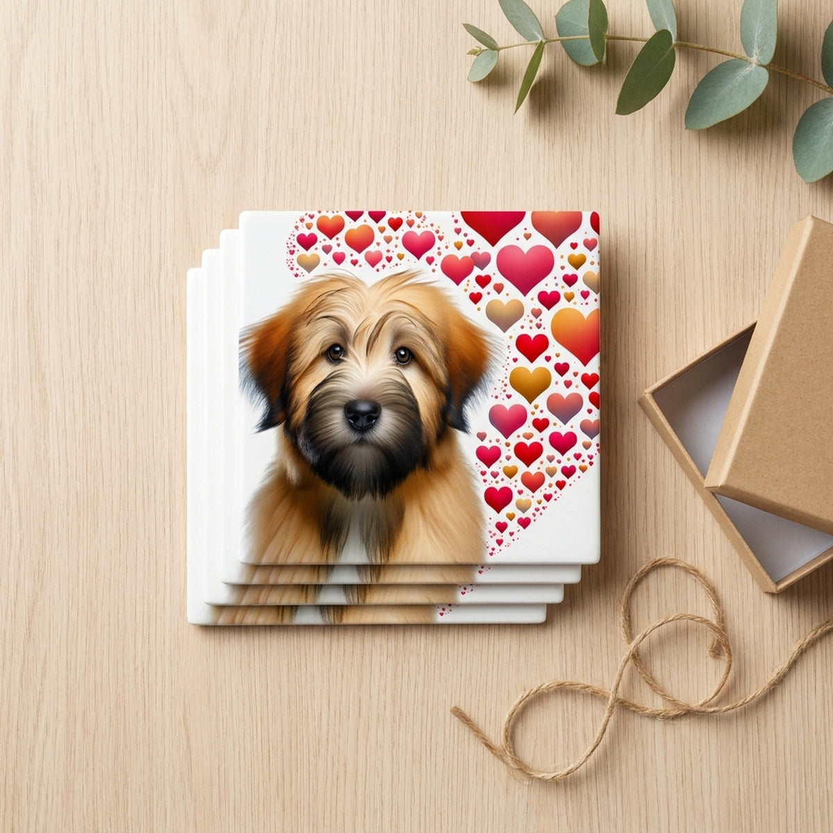 Briard ceramic coasters set of 4, gift set