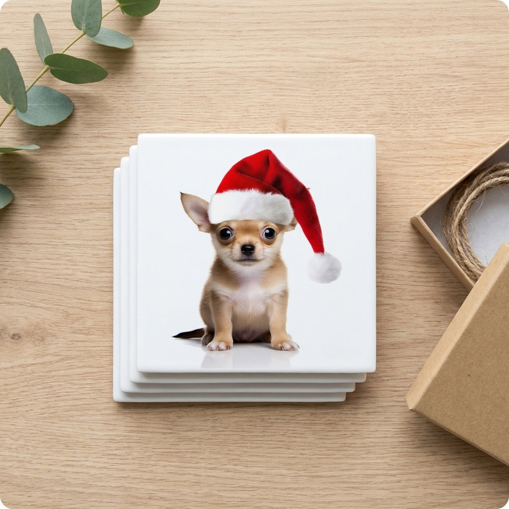Chihuahua Puppy ceramic coasters set of 4, gift set
