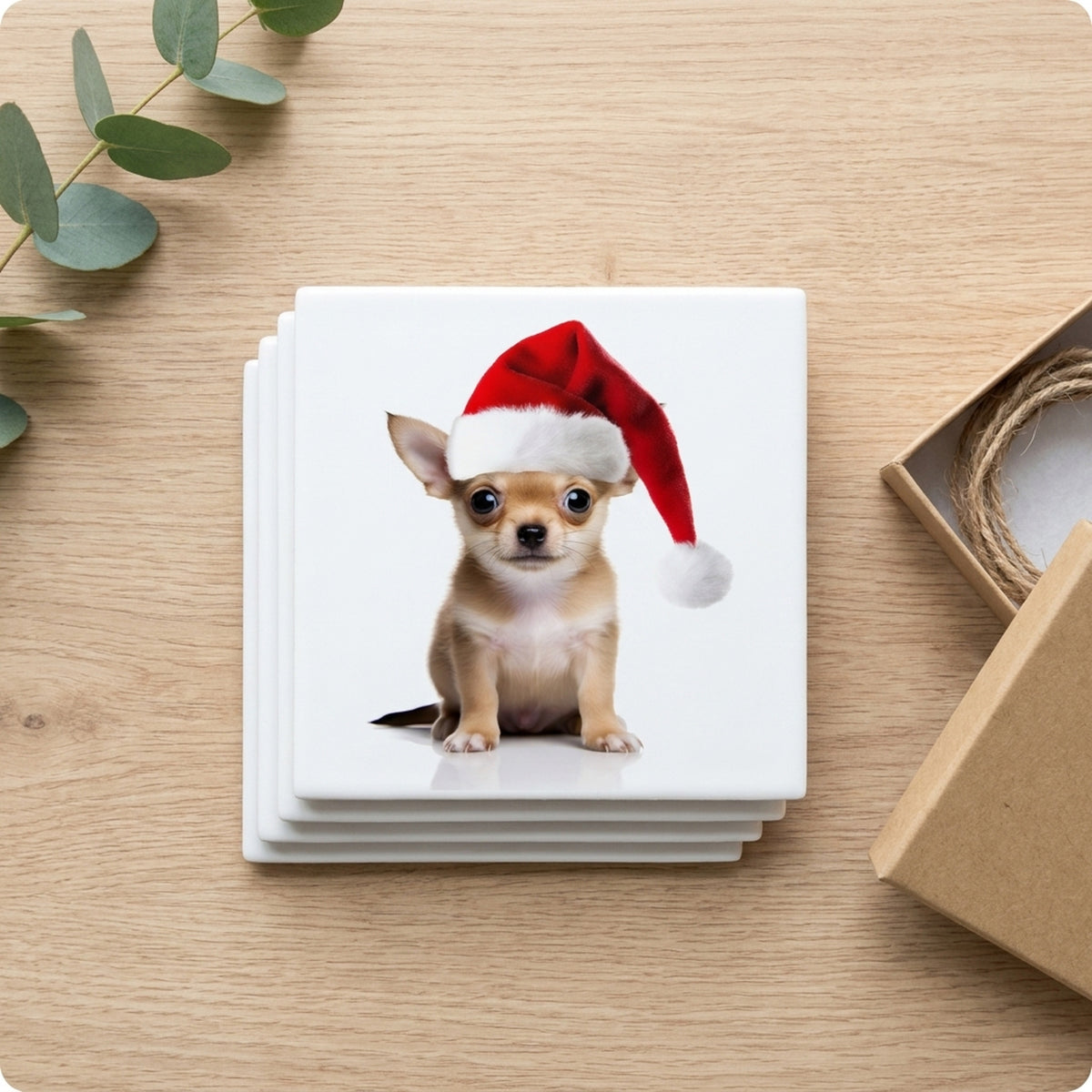 Chihuahua Puppy ceramic coasters set of 4, gift set