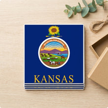 Kansas State Flag ceramic coasters set of 4, gift set