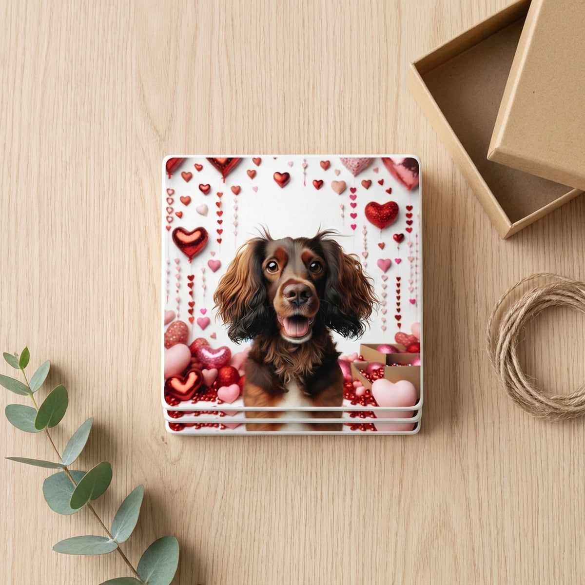 Dachshund ceramic coasters set of 4, gift set