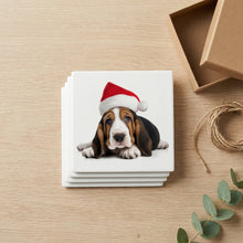 Basset Hound Puppy ceramic coasters set of 4, gift set