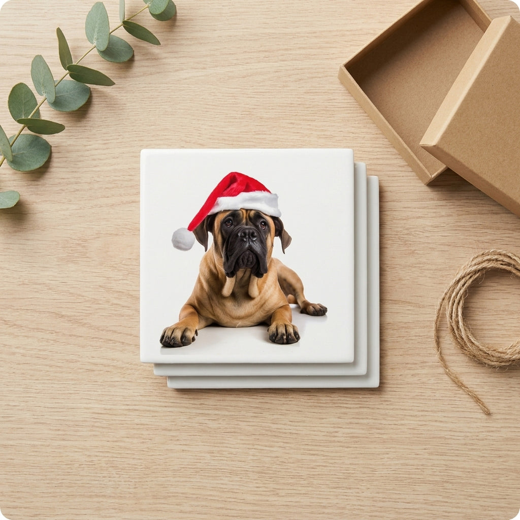 Boerboel ceramic coasters set of 4, gift set