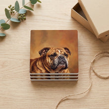 English Bulldog Portrait ceramic coasters set of 4, gift set