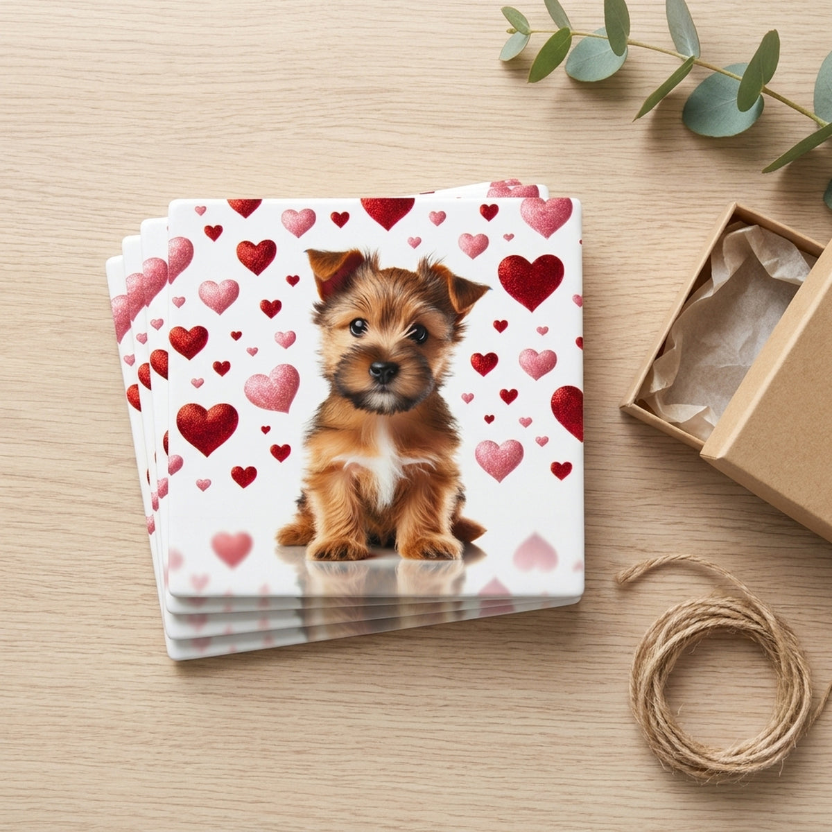 Norfolk Terrier ceramic coasters set of 4, gift set