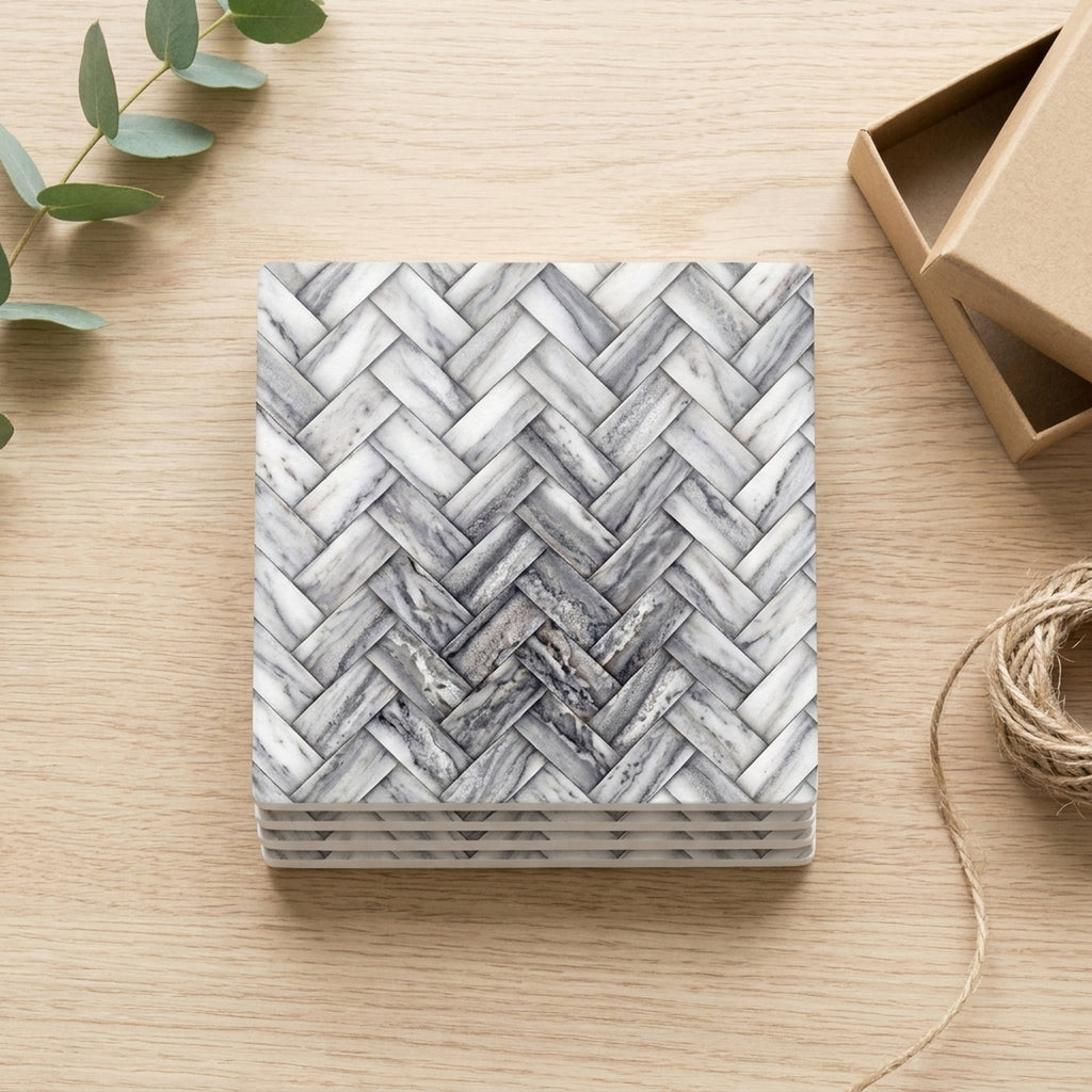 Herringbone ceramic coasters set of 4, gift set