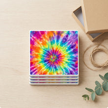 Rainbow Tie-Dye ceramic coasters set of 4, gift set