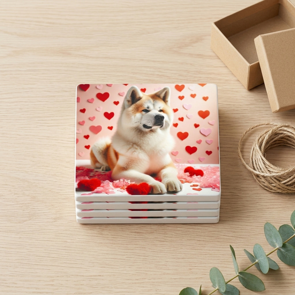 Akita ceramic coasters set of 4, gift set