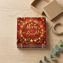 Merry & Bright ceramic coasters set of 4, gift set