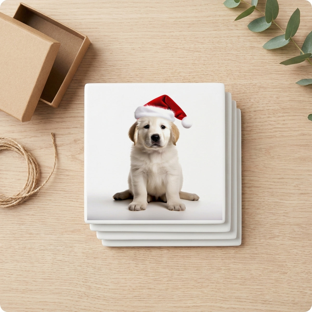 Great Pyrenees Puppy ceramic coasters set of 4, gift set