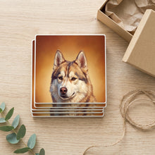 Siberian Husky Portrait ceramic coasters set of 4, gift set